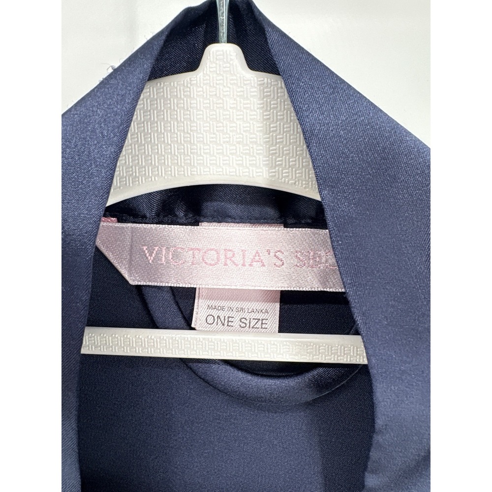 Victoria's Secret Kimono Robe Womens O/S Navy Blue Tie Waist Satin - Picture 3 of 7